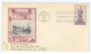 US 799 1937 3c Hawaain Islands (part of the US Possession series) single, on an addressed FDC with an Ioor cachet.