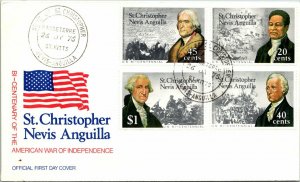 St Christopher Nevis Anguilla 1976 FDC - US Bi Centennial - F12494