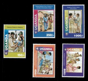 Uganda 1995 - BOY SCOUTS - Set of 5 Stamps (Scott #1369-73) - MNH