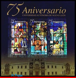 2592 MEXICO 2008 - 75 YEAR OF UNIVERSITY NUEVO LEON, STAINED GLASS, S/S MNH