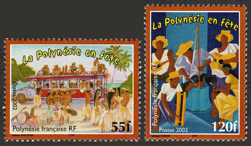 French Polynesia 840-841,MNH.Polynesians at Festivals.Dancers,bus;Musicians,2002