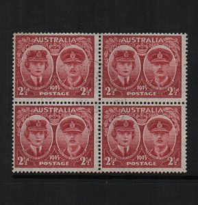 Australia 1945 SG209 Duchess and Duke of Gloucester block of 4 mint