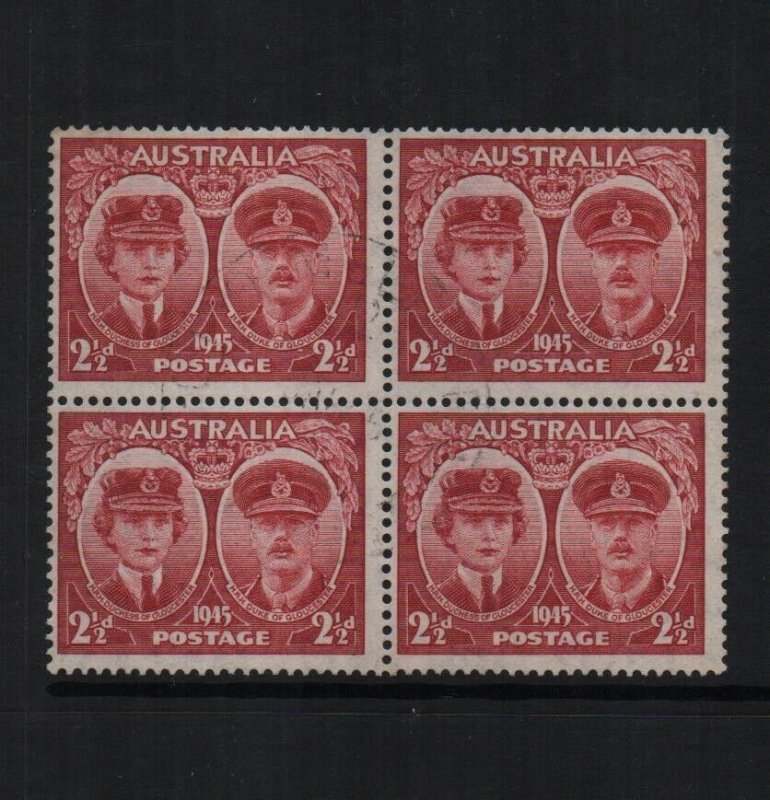 Australia 1945 SG209 Duchess and Duke of Gloucester block of 4 mint