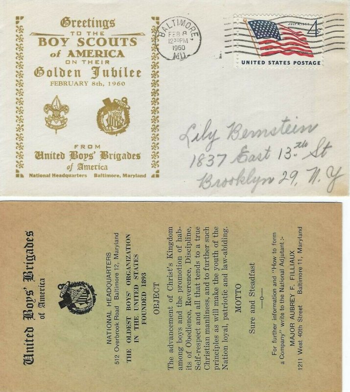 BOY SCOUTS GOLDEN JUBILEE - United Boys Brigades cachet 1960