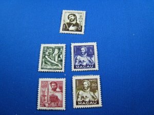 MACAO 1951  -  SCOTT # 354-356, 358-359   MH