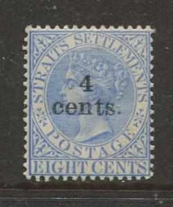 Straits Settlements-Scott 91- QV 0verpint Definitive-1899 -MNH -Single 4c Stamp