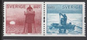 Sweden 2004 MNH Scott #2483 Se-tenant pair (5.50k) Fisherman, lighthouse Sunset 