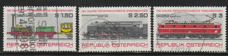 Austria, 1977 Used Set Of 3, #1067-1069, Trains