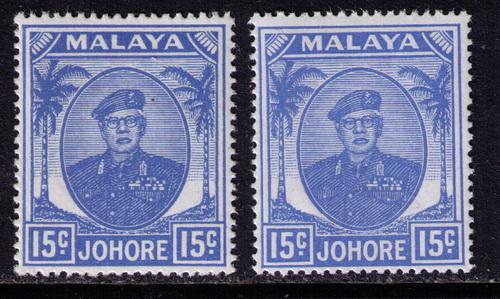 Malaya - Johore # 140  Mint VF NH 2 different shades