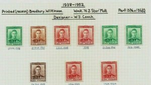 New Zealand: 1938 /51 King George VI definitive study, printings / papers, MLH