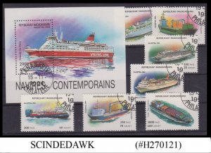 MADAGASCAR - 1998 MODERN SHIPS SET OF 7-STAMPS & 1-MIN/SHT - USED