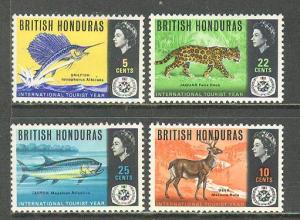 BRITISH HONDURAS Sc# 204 - 207 MH FVF Set4 Fish Deer Jaguar