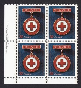 RED CROSS, MEDAL *= Canada 1984 #1013 MNH LL Block of 4