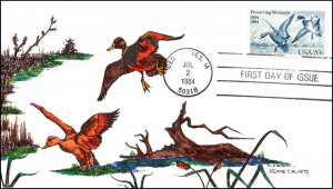 Scott 2092 20 Cents Preserving Wetlands Agape Hand Painted FDC 11 Of 300