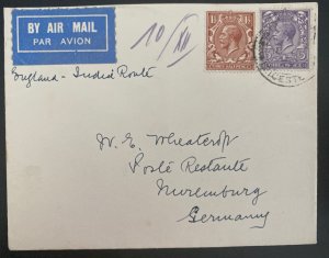 1929 Leicester England First Flight airmail Cover  FFC To Nuremberg Germany