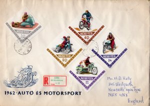 Hungary 1962 MOTORSPORT Cover from Mabeosz To England Registered Postal History
