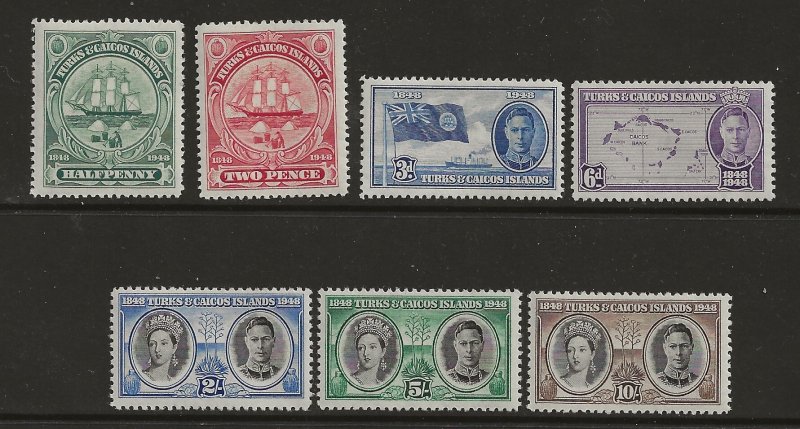 Turks & Caicos Island 94-100  1948 set fvf mint  hinged