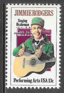 USA 1755: 15c Jimmie Rodgers with Guitar and Brakesman's Cap, MNH, VF