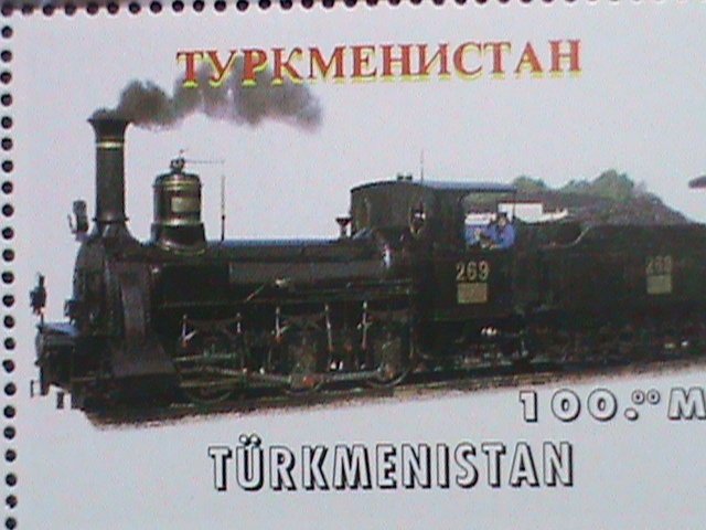 TURKMENISTAN STAMP-COLORFUL WORLD FAMOUS TRAINS-MNH SHEET-VF BEST QUALITY,