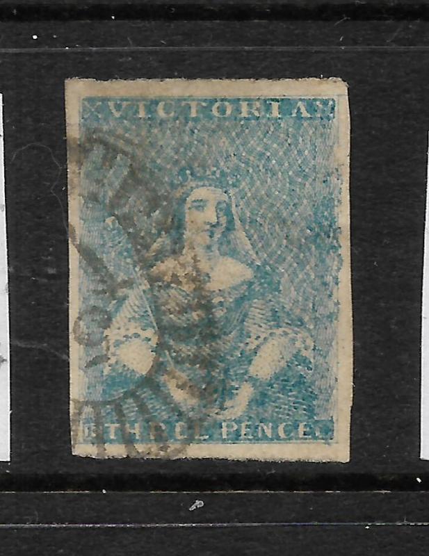 VICTORIA  1850-53  1d  BRIGHT PINK RED  QV IMPERF   FU  SG 12a