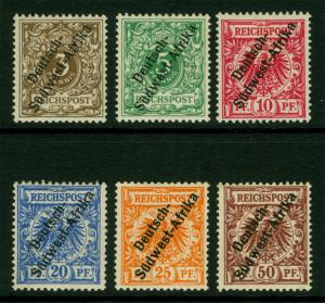 German Colonies - SOUTH WEST AFRICA 1897 SURCHARGED complete set Sc# 1-6 mint MH