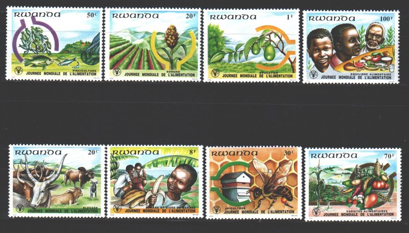 Rwanda. 1982. 1159-66. Production of bee products fish fruit vegetables. MNH.