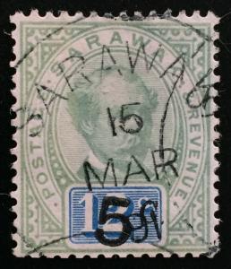 Malaya Sarawak 1891 Sir Charles Brooke 5c on 12c Used SG#25 M2013