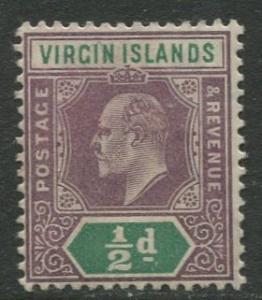 Virgin Is.- Scott 29 - KEVII Definitive -1904 - MNH -Wmk 3 - Single 1/2p Stamp