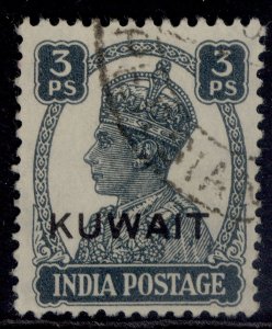 KUWAIT GVI SG52, 3p slate, FINE USED. Cat £13.