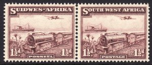 Sc# 110 SWA 1937 Mail Transport Train / Plane 1½ pence pair issue MNH CV: $48