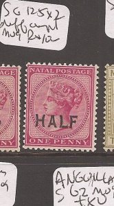 Natal SG 125 x 2 overprint varieties MOG (4daz) 