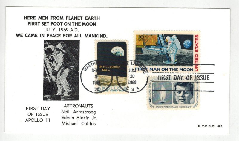 1969 Man On Moon Apollo 11 Space C76-102 BEECH COMBO JFK + 1371 Apollo 8