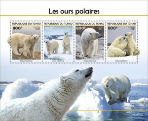 Chad - 2021 Polar Bears on Stamps - 4 Stamp Sheet - TCH210616a