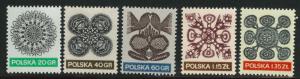 Poland Scott 1822-1826 MNH** 1971 paper cut-out folk art set