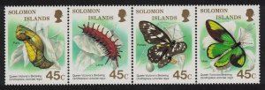 Solomon Is. Queen Victoria's Birdwing Butterflies strip of 4 1987 MNH