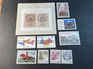 ICELAND # 556-560 & 562-566-MINT NEVER/HINGED--9 STAMPS & SOUVENIR SHEET---1982