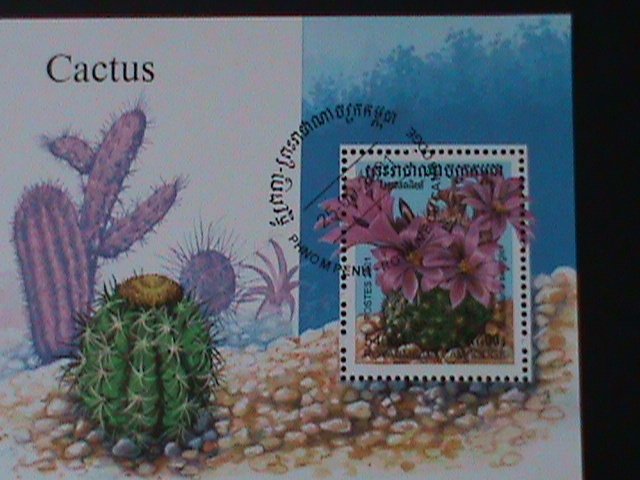 ​CAMBODIA-2001-COLORFUL BEAUTIFUL LOVELY CATUS FLOWERS-CTO -SHEET VERY FINE