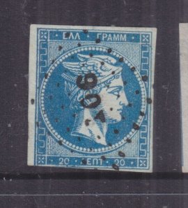 GREECE, 1862 20L. Blue, used.