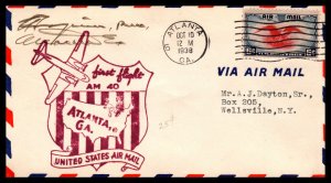 US AM 40 Atlanta,GA 1938 First Flight Cover