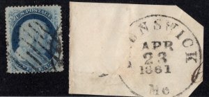 U.S. - 24 - With Brunswick, Maine - April 23, 1861 cancel