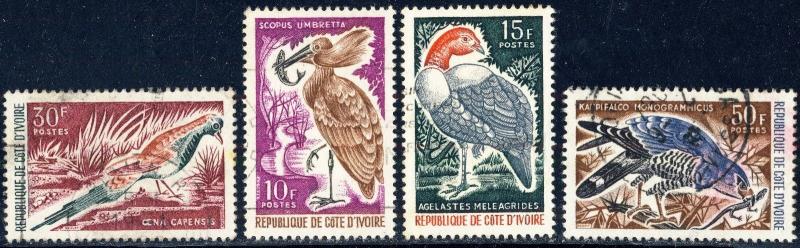 CÔTE-D'IVOIRE/IVORY COAST - 1965 - Mi.286, 287, 288 & 289 Oiseaux / Birds - OBL