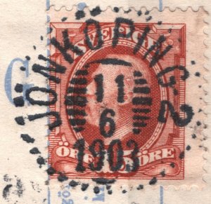 SWEDEN Money Order Receipt *JONKOPING* 1903 CDS Piece 15o Stamp Used SS3907 
