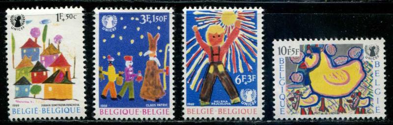 Belgiium SC# B841-4 Children's Drawings & UNICEF Emblem set MH