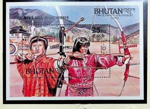 BHUTAN Sc 543-4 NH ISSUE OF 1986 - 2S/S W/OVERPRINTS - OLYMPICS - (AA23)