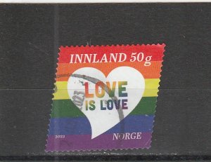 Norway  Scott#  1946  Used  (2022 Rainbow Flag and Heart)