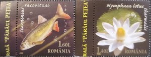 P) 2008 ROMANIA, UNDERWATER FLORA AND FAUNA, STAMPS PAIRS, MNH