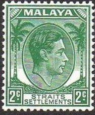 Straits Settlements 1938 2c green  (Die II) MH