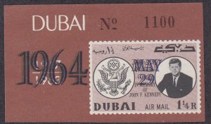 Dubai # M Block 22, John F. Kennedy, Single  cut from larger Souvenir Sheet,