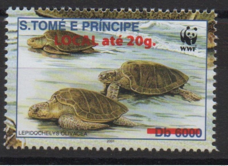 S. Tomé & Principe 2001 / 2009 WWF Reptile Fauna surch. Turtle Mi. I Unissued-