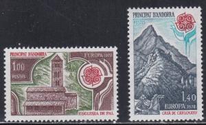 French Andorra # 262-263, Europa 78, Pal Church, Mountains, NH, 1/2 Cat